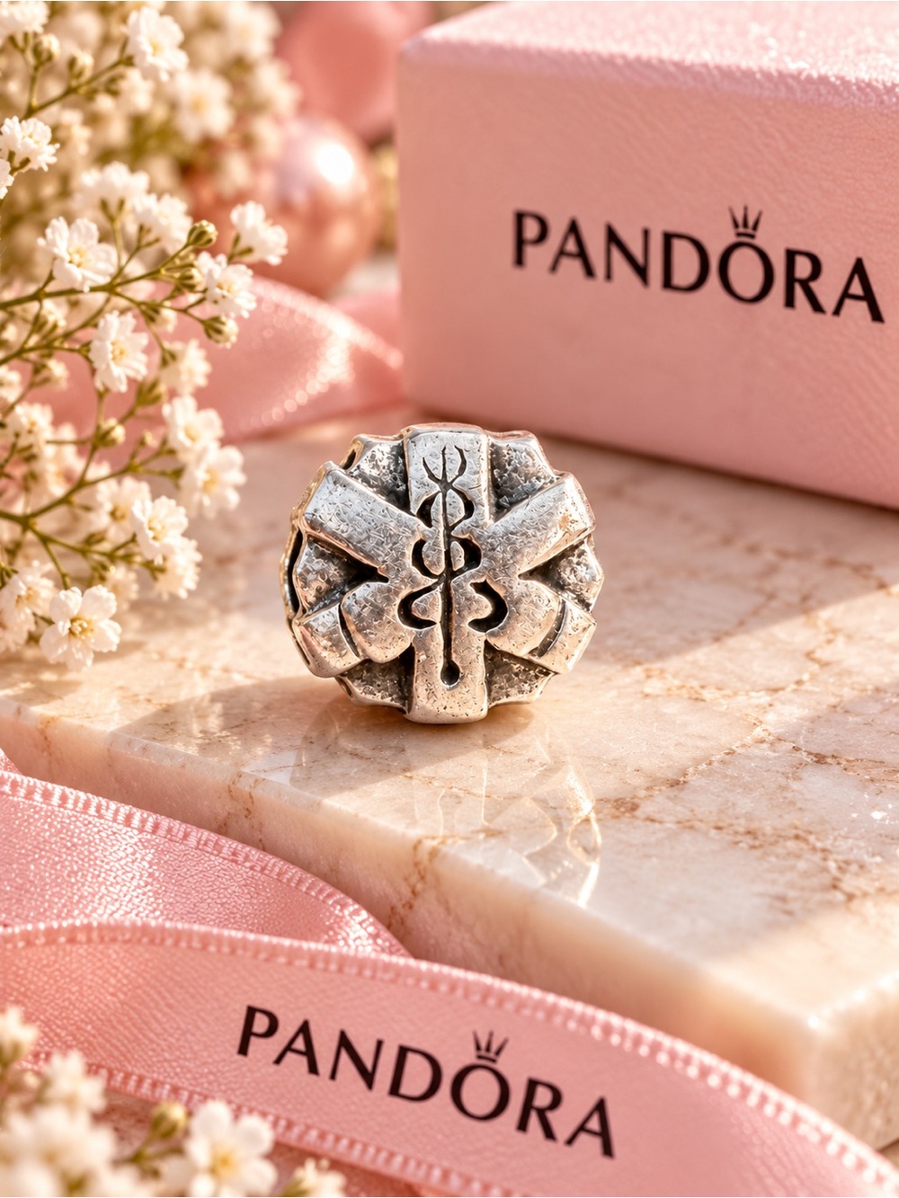 🎁 Pandora Retired Sterling Silver Present Gift Box Charm